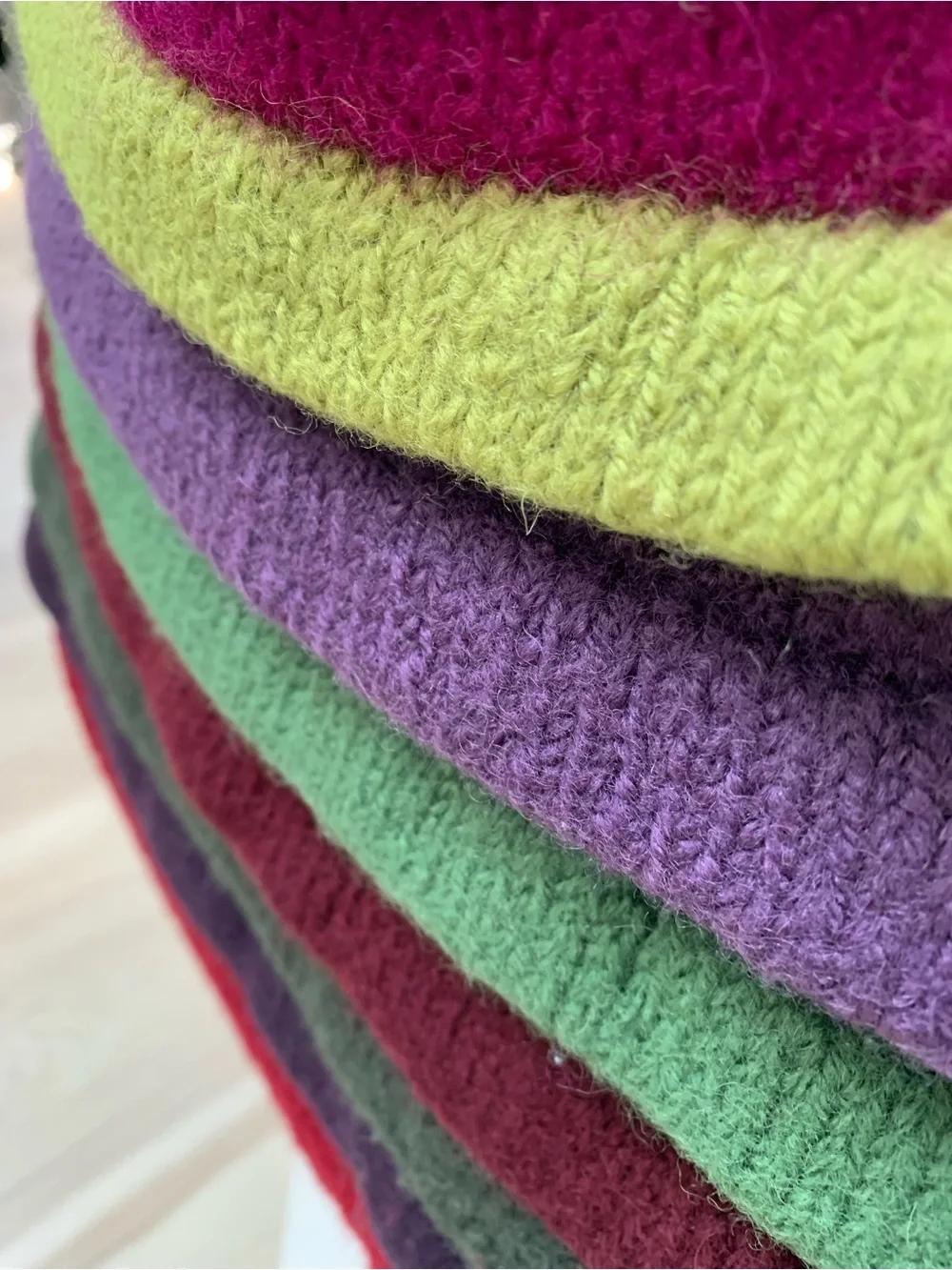 Hand Crafted Layered Shoulder Bag in Fuchsia, Lime, Purple, Green, Burgundy